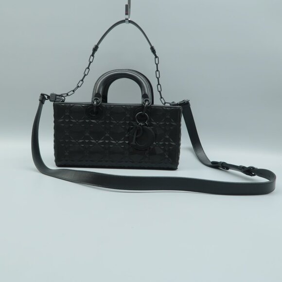 DIOR Lady Dior Black Leather Satchel - Picture 1 of 11